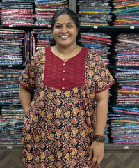 Hakoba Patchwork Kalamkari Cotton Nighty