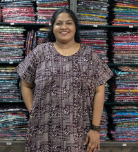 Ajrakh Printed Plus-Size Nighty with Zip