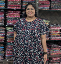 Ajrakh Printed Plus-Size Nighty with Zip