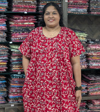 Ajrakh Printed Plus-Size Nighty with Zip
