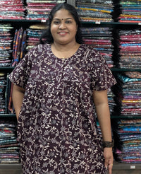 Ajrakh Printed Plus-Size Nighty with Zip