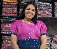 Mul Cotton Heart Print Frock with Lined Yoke