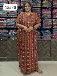 Brown Printed Cotton Budget Nighty