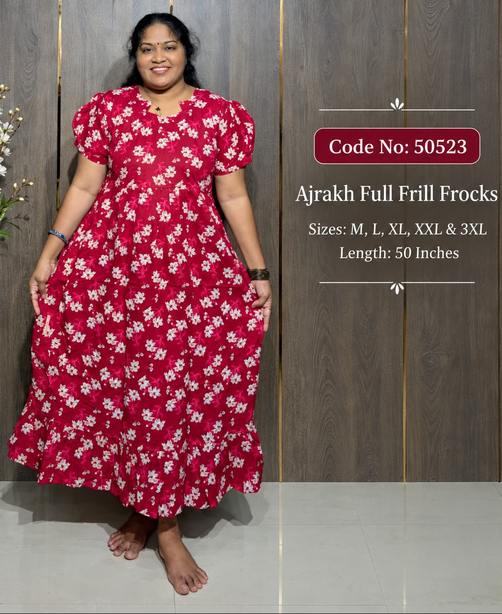 Ajrakh Full Frill Frock