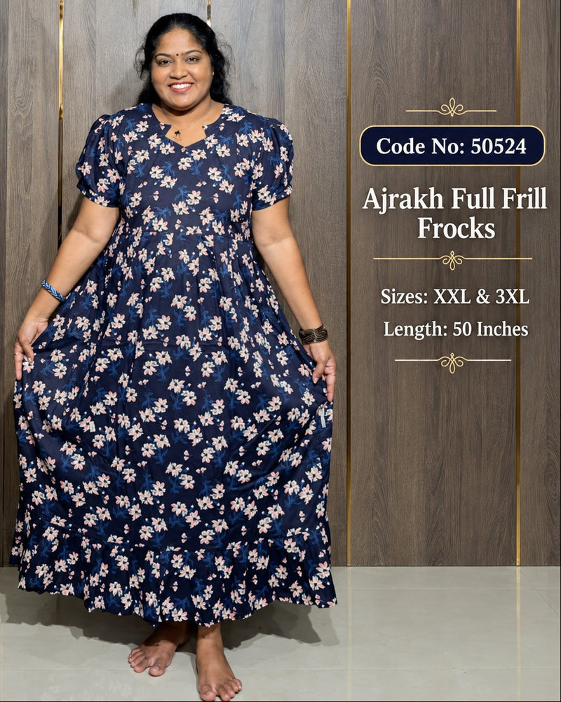 Ajrakh Full Frill Frock
