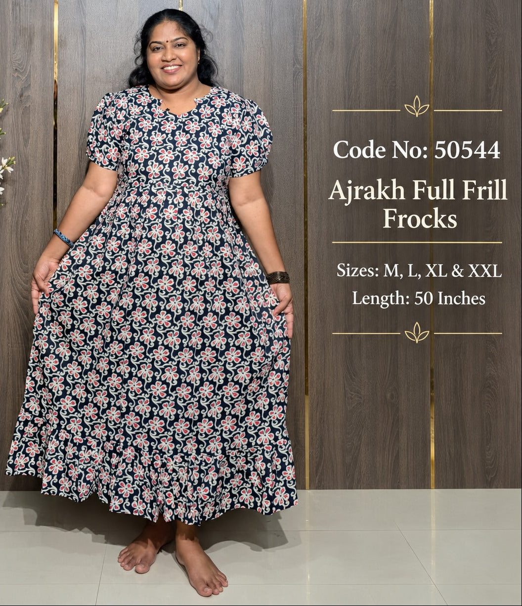 Ajrakh Full Frill Frock