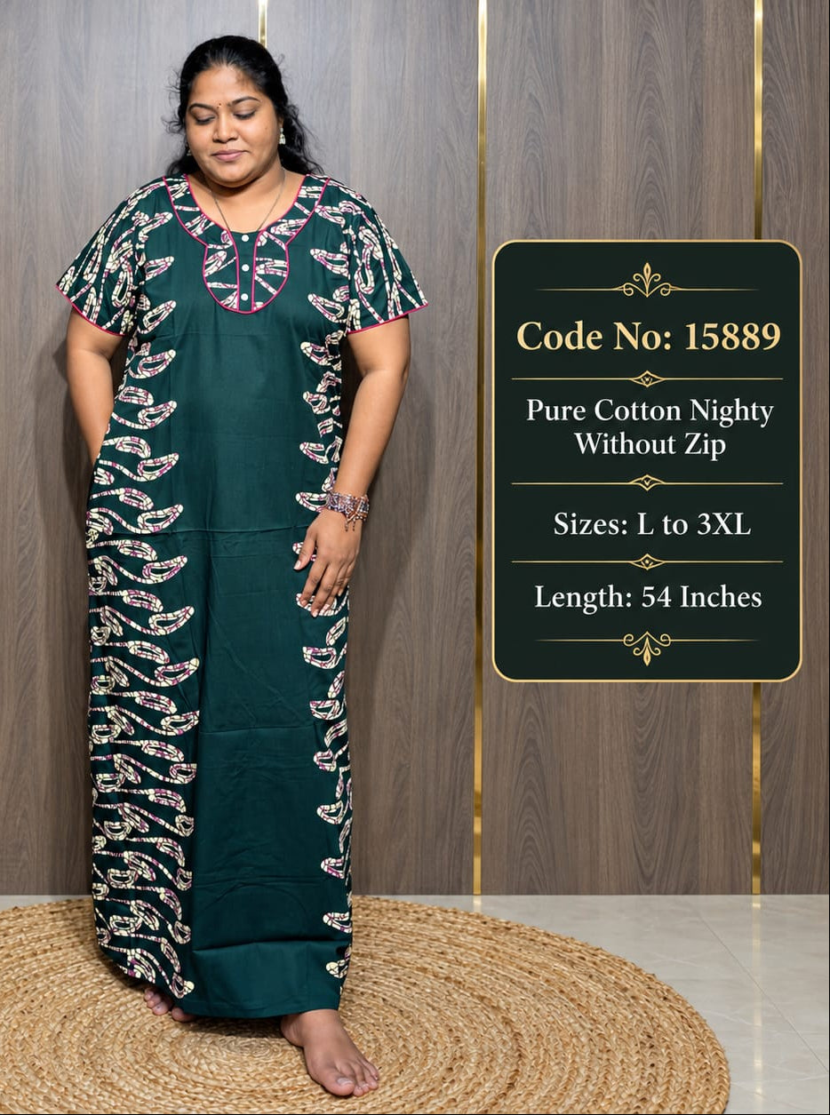 Pure Cotton Nighty Without Zip