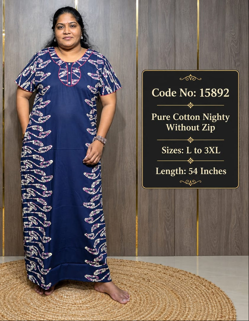 Pure Cotton Nighty Without Zip
