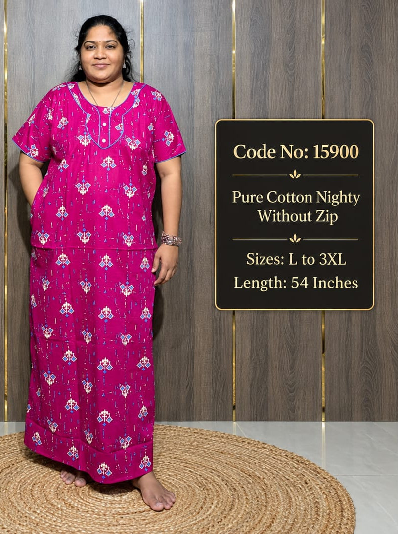 Pure Cotton Nighty Without Zip