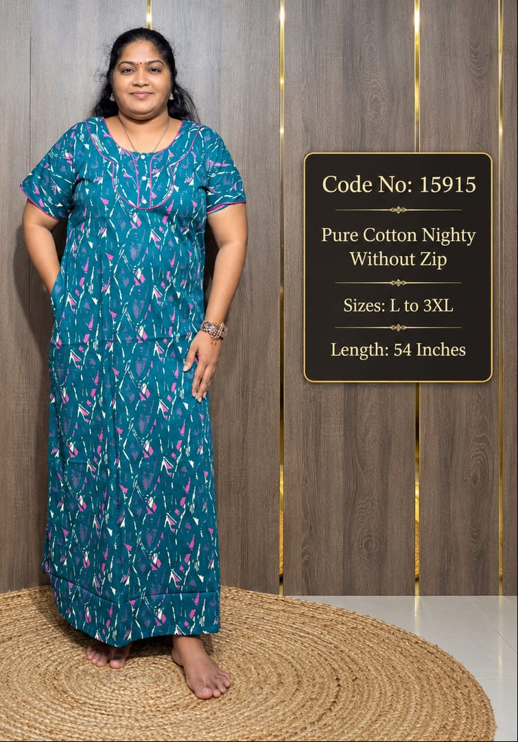 Pure Cotton Nighty Without Zip