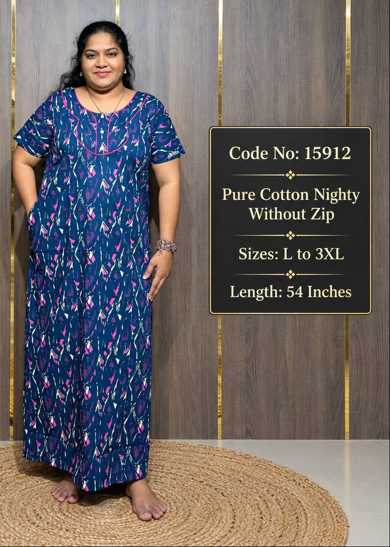 Pure Cotton Nighty Without Zip