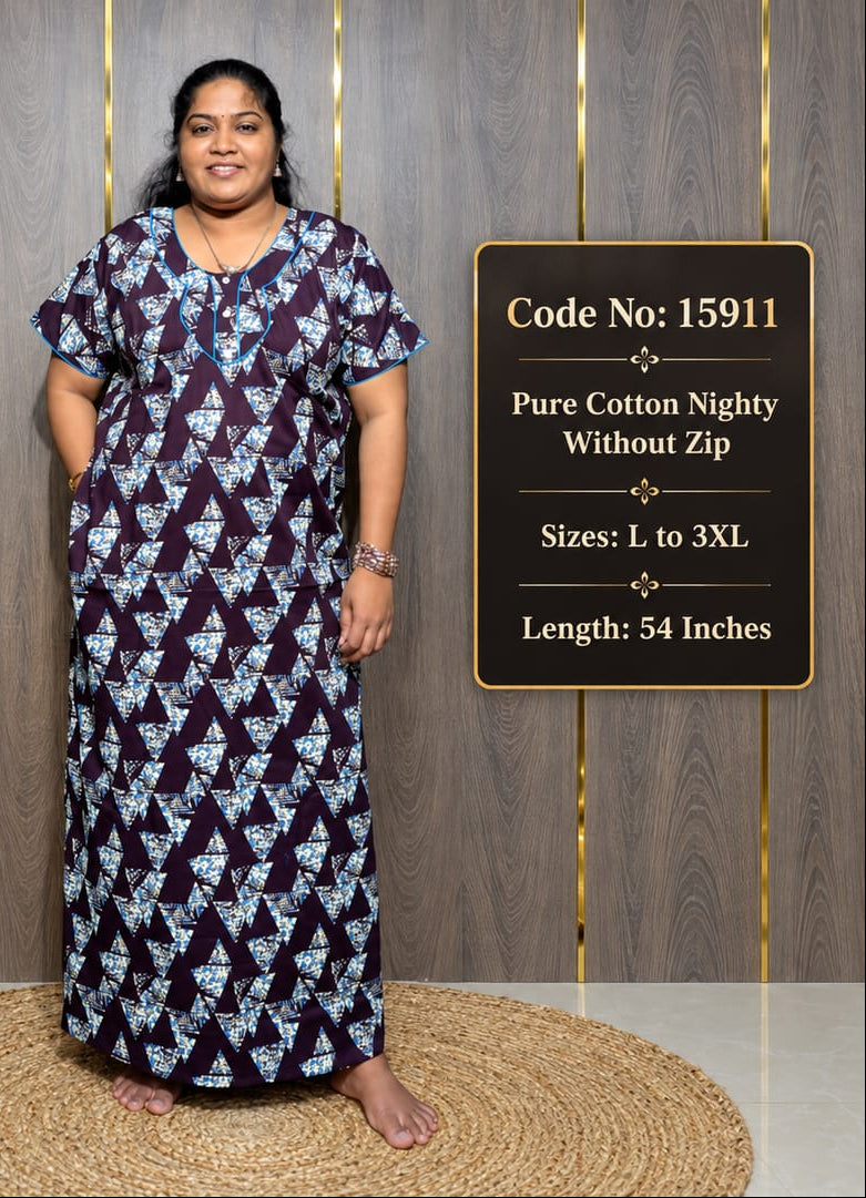 Pure Cotton Nighty Without Zip