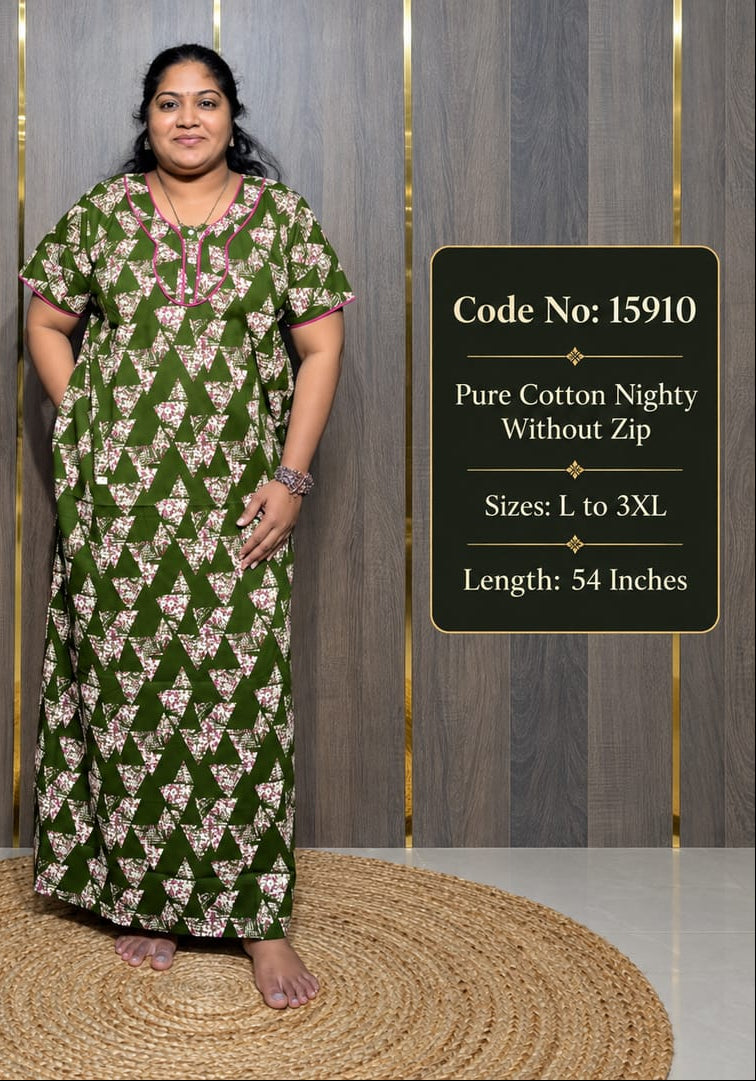 Pure Cotton Nighty Without Zip