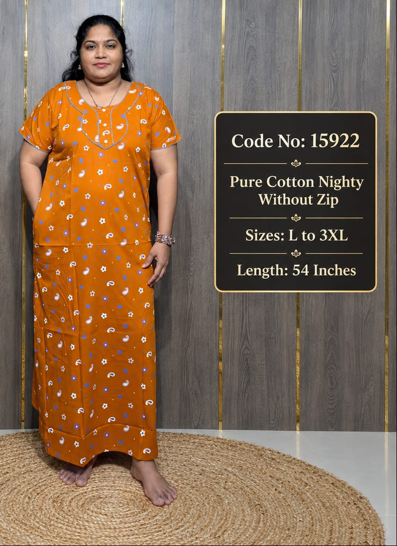 Pure Cotton Nighty Without Zip