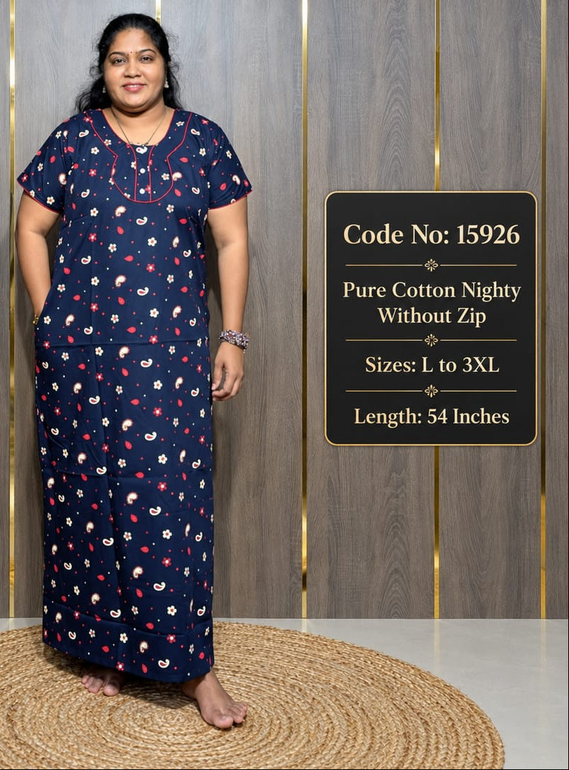 Pure Cotton Nighty Without Zip