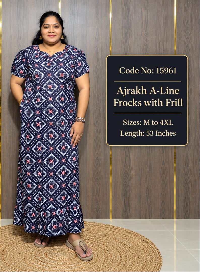 Ajrakh A-Line Frill Frock