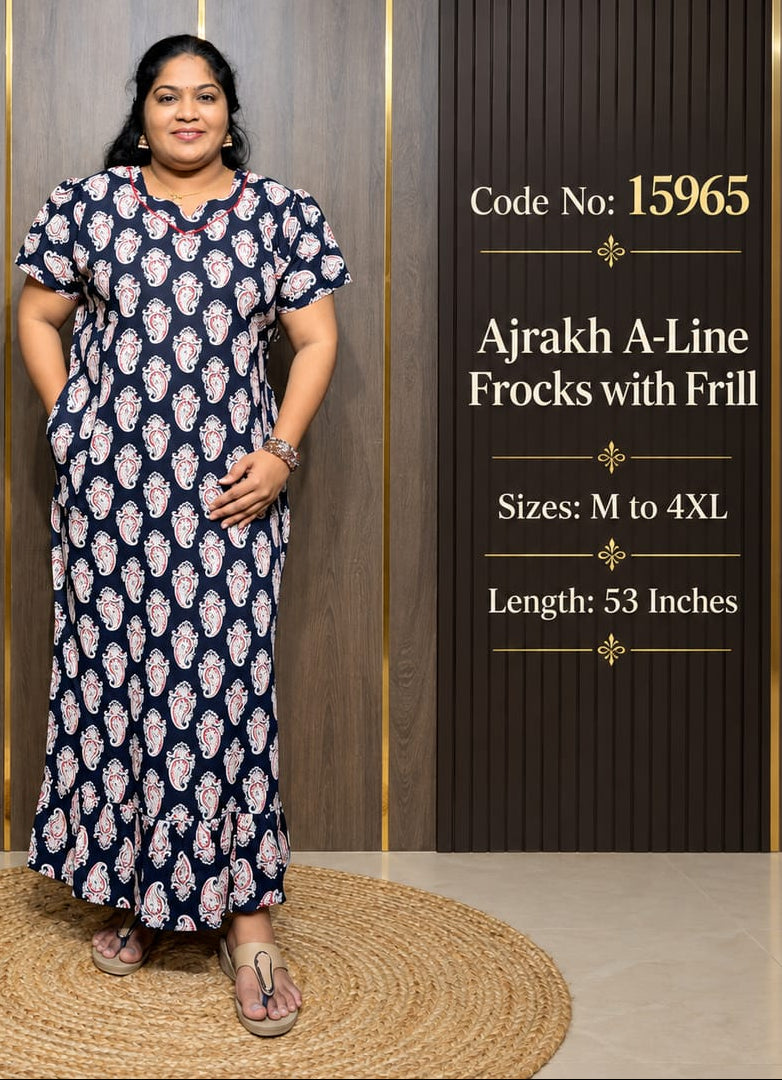 Ajrakh A-Line Frill Frock