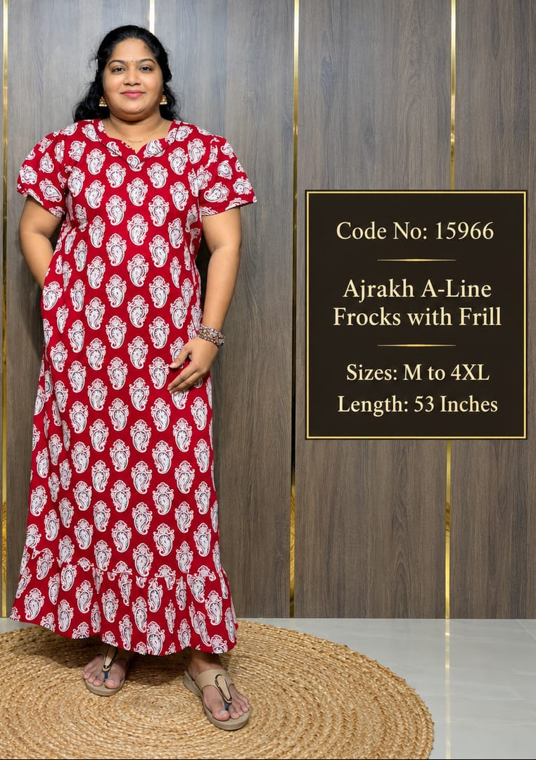Ajrakh A-Line Frill Frock