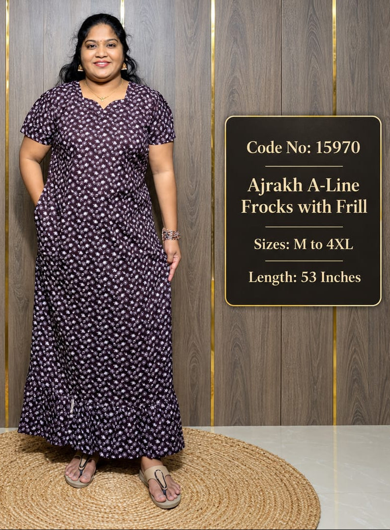 Ajrakh A-Line Frill Frock