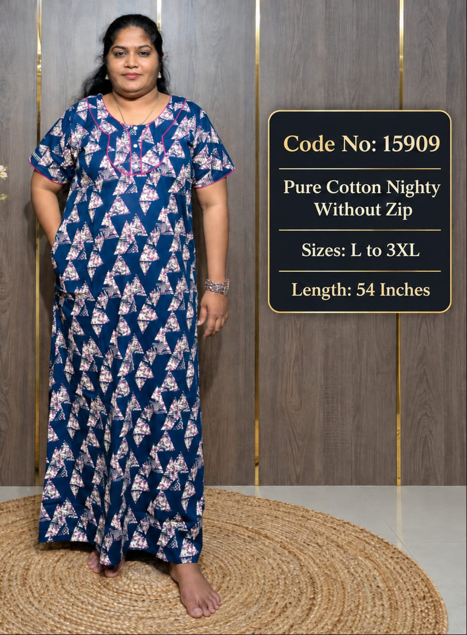 Pure Cotton Nighty Without Zip