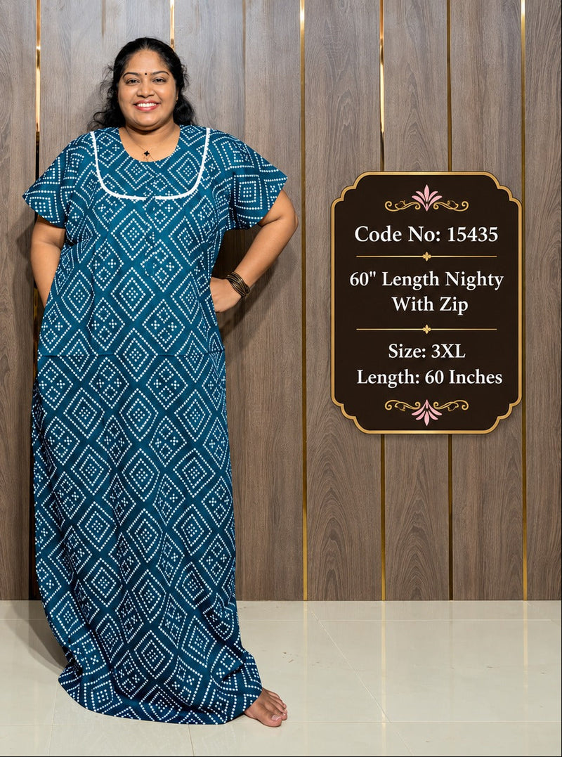 60-Inches Length Pure Cotton Nighty
