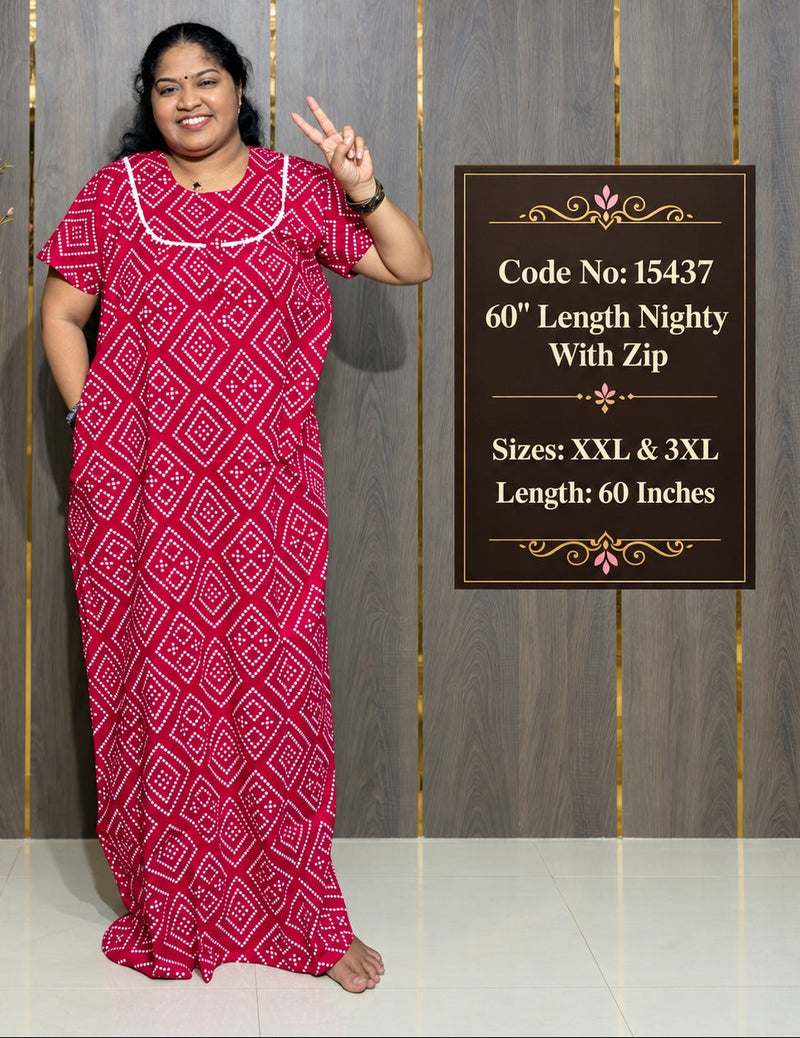 60-Inches Length Pure Cotton Nighty