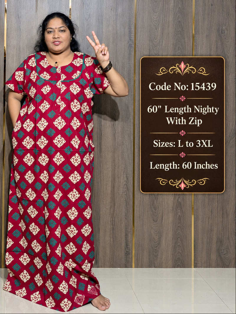 60-Inches Length Pure Cotton Nighty