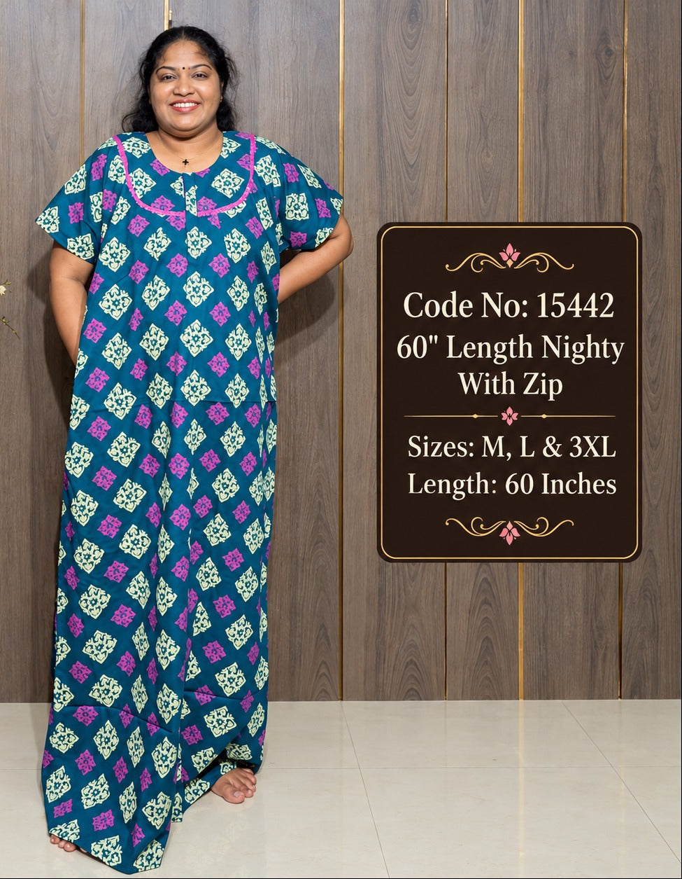 60-Inches Length Pure Cotton Nighty