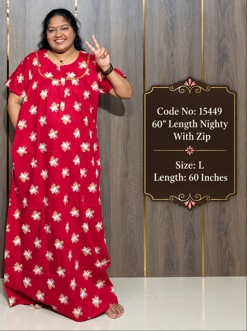60-Inches Length Pure Cotton Nighty