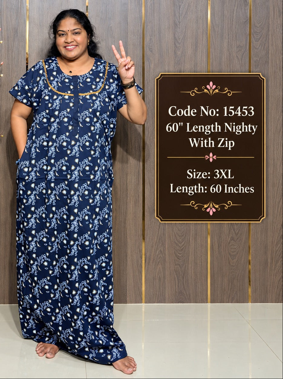 60-Inches Length Pure Cotton Nighty