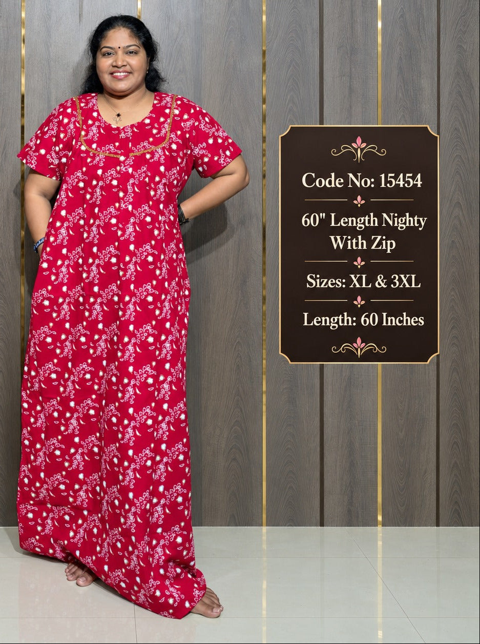 60-Inches Length Pure Cotton Nighty