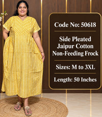 Striped Jaipur Cotton Side-Pleated Frock