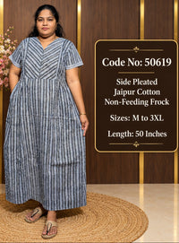 Striped Jaipur Cotton Side-Pleated Frock