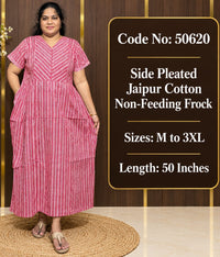 Striped Jaipur Cotton Side-Pleated Frock