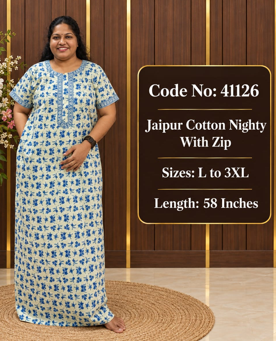 Floral Printed Jaipur Cotton Nighty