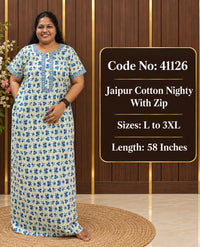 Floral Printed Jaipur Cotton Nighty