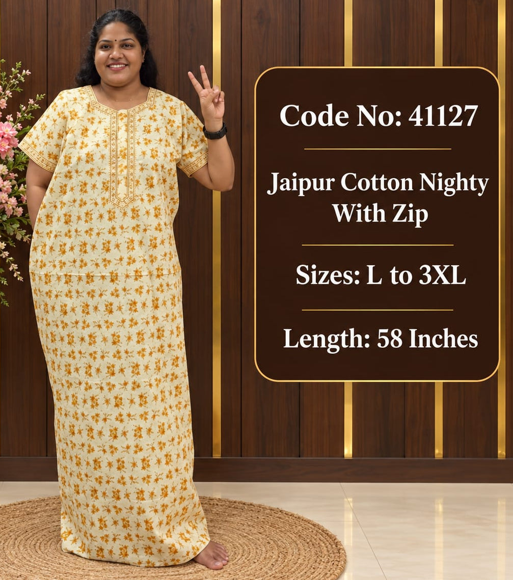 Floral Printed Jaipur Cotton Nighty