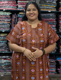 Brown Printed Cotton Budget Nighty