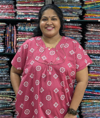 Pink Printed Cotton Nighty Without Zip